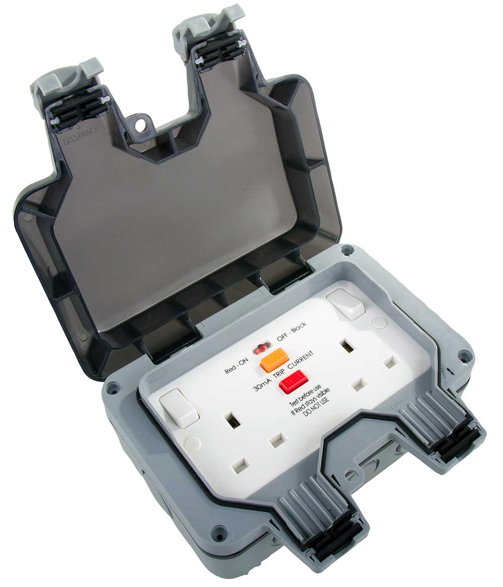 Wp022. 2way Socket ip65 in South Africa. Outdoor RCD. Electric Socket Switches.